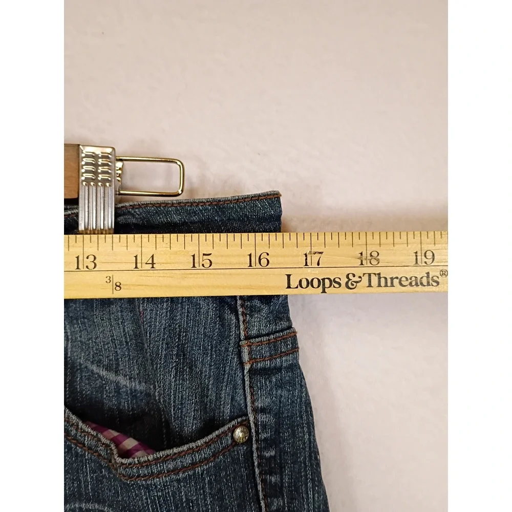 Y2K Bogari Women Size 4 Blue Dark Wash Whiskered Straight Leg Jeans